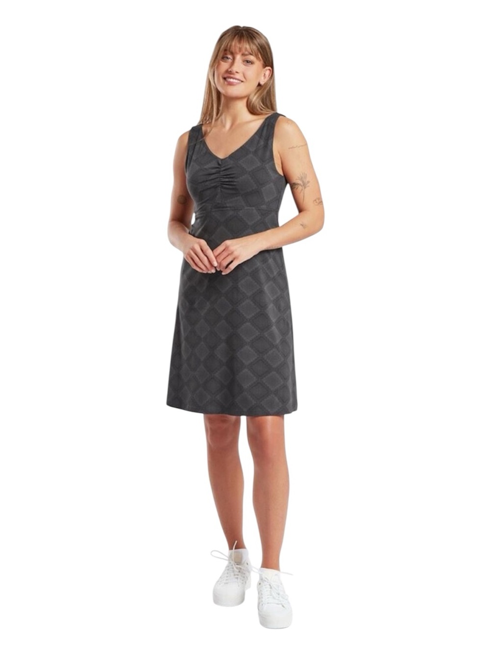 Sherpa Adventure Gear Neha Dress NWT L Black Diamond Geometric Midi Empire